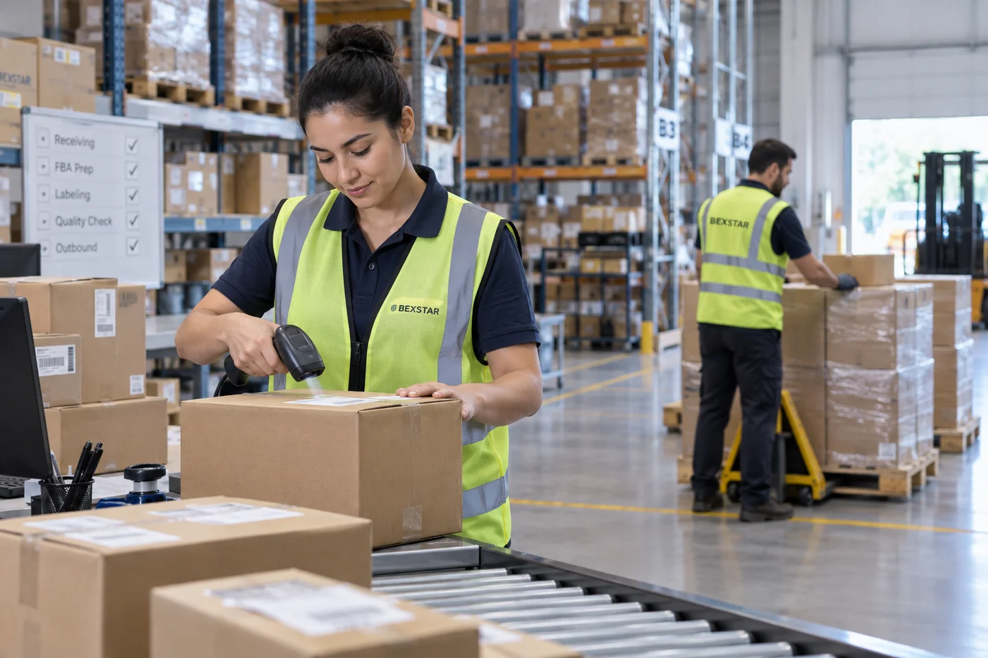 BEXSTAR team preparing shipments for Amazon FBA